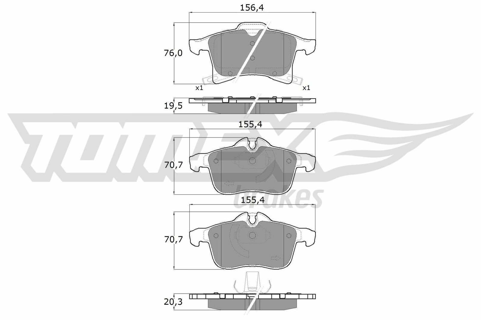 Sada brzdových destiček, kotoučová brzda TOMEX Brakes